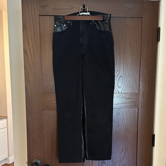 These are women jeans/leather pants. Worn twice. Good shape. - Picture 1 of 6
